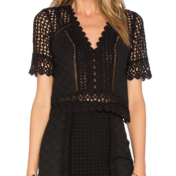 Rebecca Taylor Tops - Rebecca Taylor Short Sleeve Lace Crochet Crop Top